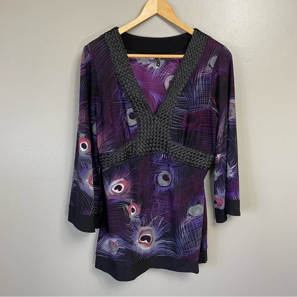 Y2k Purple peacock  long bell sleeve babydoll whisygoth dark romantic